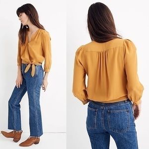 Madewell Silk Wrap Top in Mustard size XS